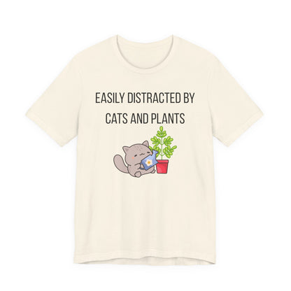 Easily Distracted By Cats And Plants Graphic Tee