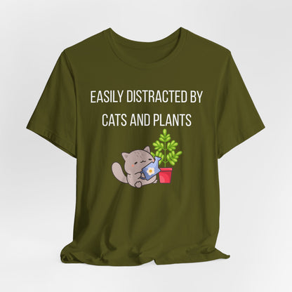 Easily Distracted By Cats And Plants Graphic Tee