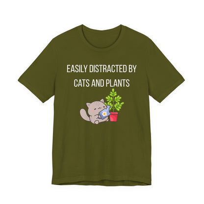 Easily Distracted By Cats And Plants Graphic Tee