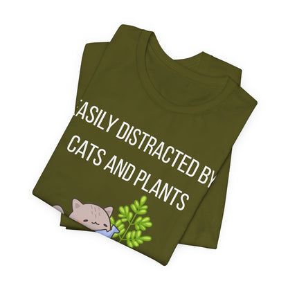 Easily Distracted By Cats And Plants Graphic Tee